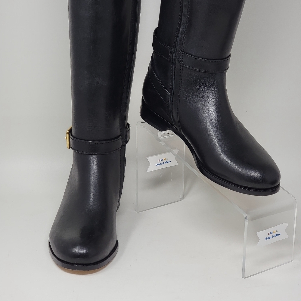 Ralph Lauren Blayke Buckled Riding Boots Black Saddle Women's Size 5.5 New - Picture 5 of 13